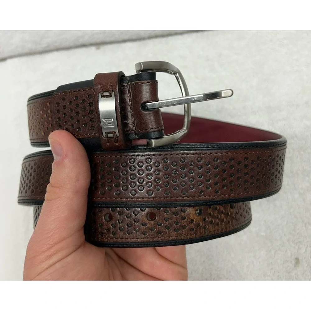 Nike Mens Size 40 Brown Leather Tiger Woods Adjustable Belt